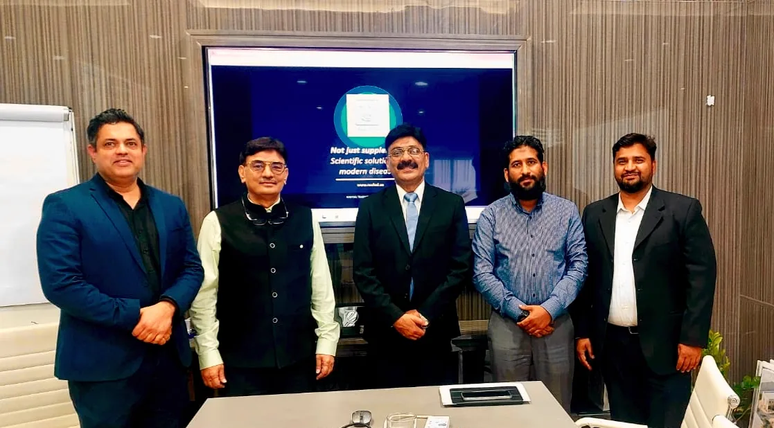Mohammed Shakeel Hashmi with partners and colleagues at the RAUFSAL TRADING LLC office in Dubai